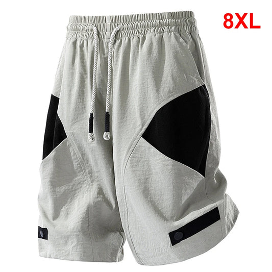 8XL Plus Size Cargo Shorts Men Summer Shorts Fashion Casual Patchwork Short Pants Elastic Waist Male Big Size - Ellianto fashion Men's