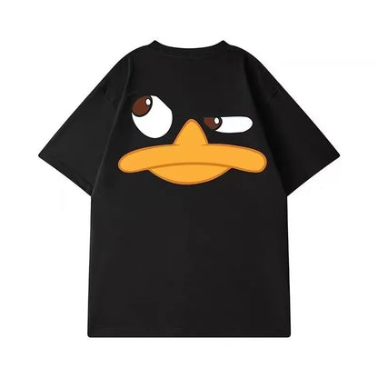 8XL Loose Fitting Fashionable American Vintage Duck Expression Print T-shirt With Round Neck Men Versatile Couple Outfit - Ellianto fashion Men's