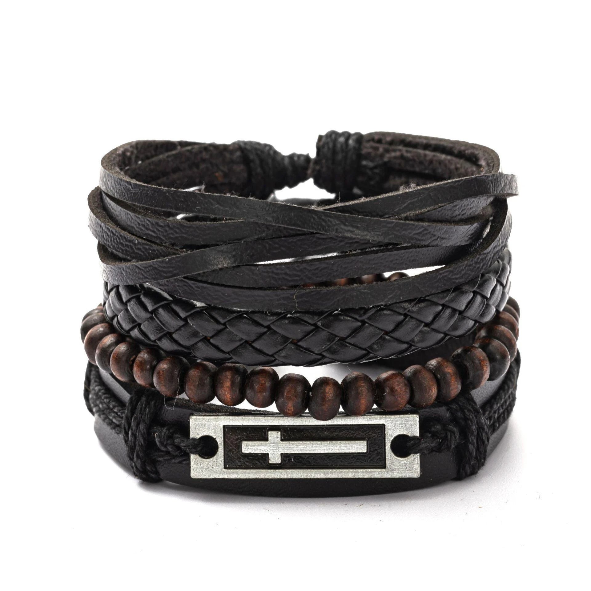 06 2025 Leather Braided Bracelet For Men - Ellianto fashion Men's