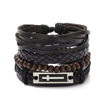 06 2025 Leather Braided Bracelet For Men - Ellianto fashion Men's