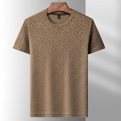 Fashion new brand ice silk breathable short sleeved men's round neck top cool and comfortable T-shirt men's clothing 2025 summer - Ellianto fashion Men's
