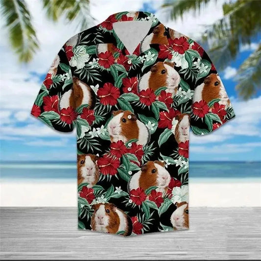 Summer Hawaiian Hamster 3D Print Shirt – Lightweight, Cozy Comfort and Effortless Beach Style for the Modern Gentleman