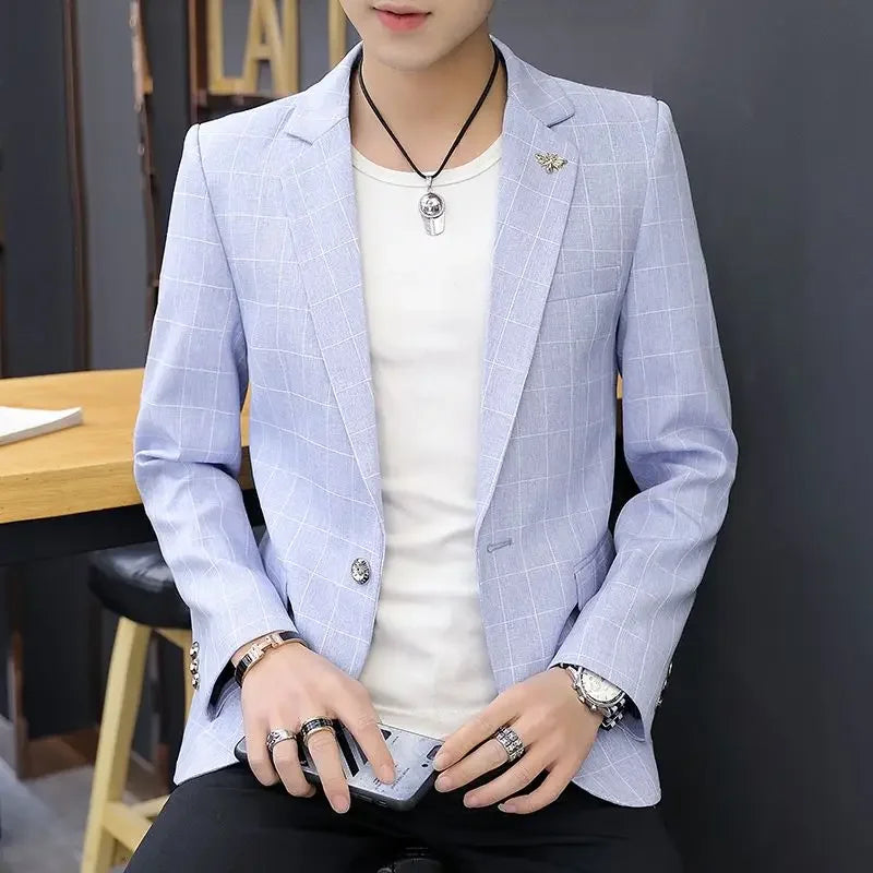 2025 Party Linen Gray Men's Suit Jackets Single Breasted Coat Male Blazer Summer New in Simple Clothing Fashion 2024 Casual Classic - Ellianto fashion Men's