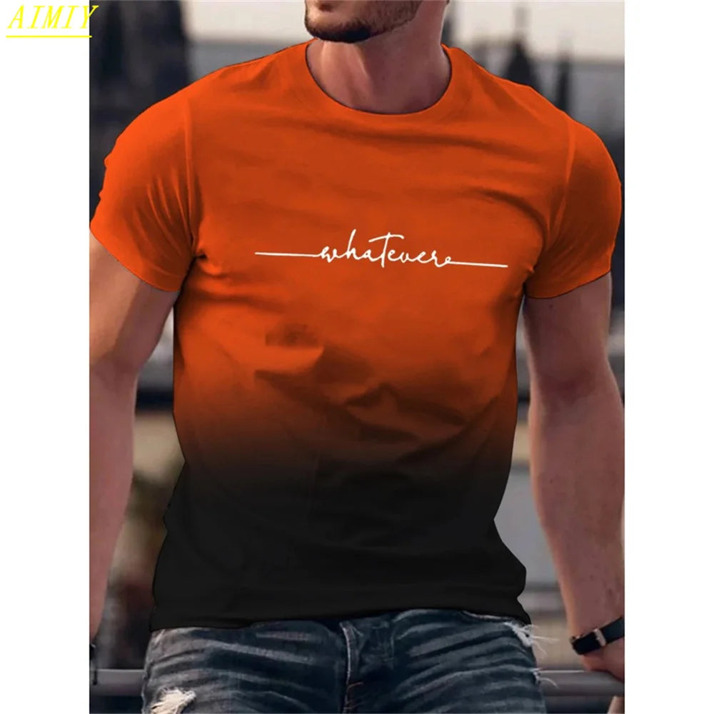 Fashion Summer 3D Stripe Letter Print Men's T Shirt Hip Hop Trend Harajuku Streetwear Casual O-neck Oversized T-shirts Men Tops - Ellianto fashion Men's