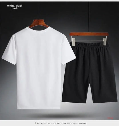 2025 Summer New Men's Round Neck Short Sleeve Casual Loose-fit Quick Dry Breathable Sports Suit - Ellianto fashion Men's