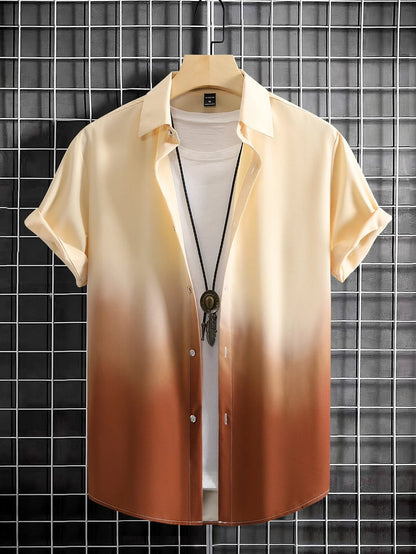 Men's Shirt Summer Clothing Gradient Design Graphic 3D Print Shirts Short Sleeve Tops Streetwear Loose Casual Hawaiian Shirts - Ellianto fashion Men's