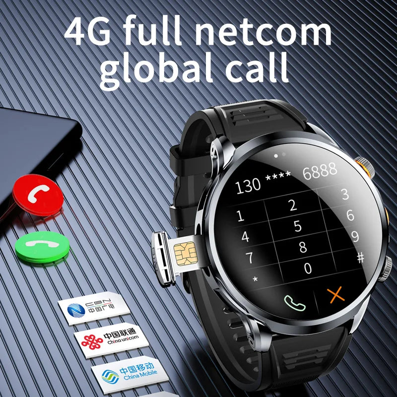 32+256GB Android 9.0 Smartwatch 4G LTE 1100Mah Battery Play Store Heart Rate 1.95 inch Spherical screen Smart Watch Men GPS WIFI - Ellianto fashion Men's