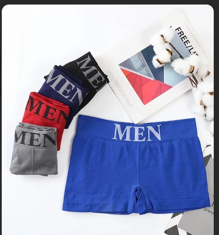 3Pcs/Lot Men's Panties Underwear Boxers Breathable Man Boxer Solid Underpants Comfortable Male Brand Shorts Black Blue Underwear - Ellianto fashion Men's