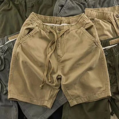 Casual Men's Workwear Shorts Summer Trendy Loose Straight Leg Five-Quarter Pants Washed Elastic Leisure Trousers