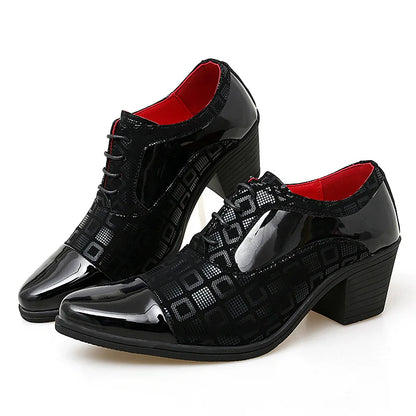 Men Formal Shoes High Heels Business Dress Shoes Male Oxfords Pointed Toe Formal Shoe for Man Luxury Wedding Party Leather Shoe - Ellianto fashion Men's