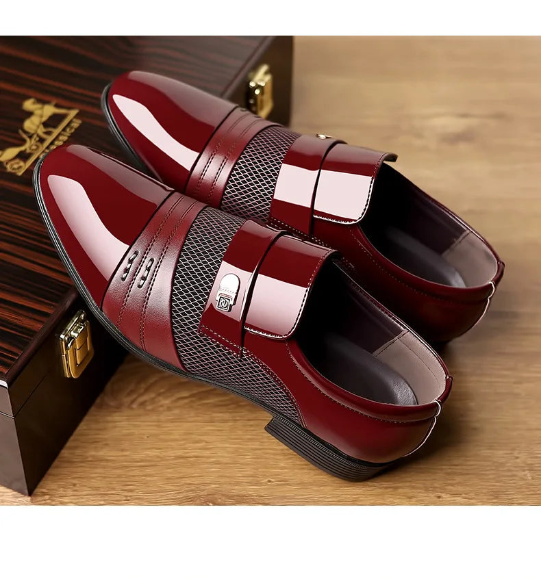Oxford Shoes Men's Luxury Lacquer Wedding Shoe Pointed Toe Dress Shoes for Men Classic Business Men Leather Shoes Big Size 38-48 - Ellianto fashion Men's