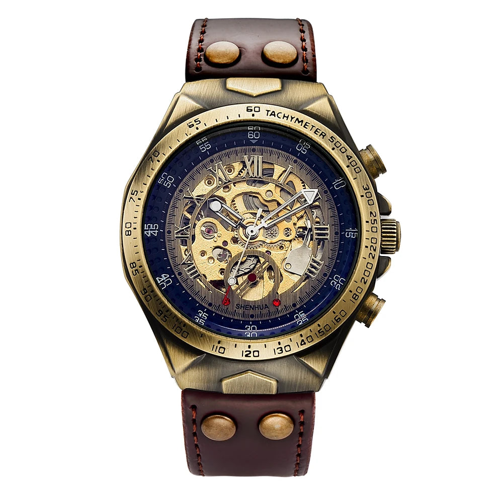 Wrist Watch For Men Waterproof Automatic Mechanical Watch Men's watch Retro montre homme with Genuine Leather relogio masculino - Ellianto fashion Men's