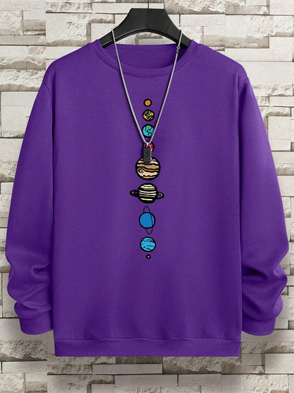 Planets In The Solar System Men Women Hoody Cartoon Crewneck Clothes Casual Comfortable Sweatshirts Warm Pullover Sweatshirt