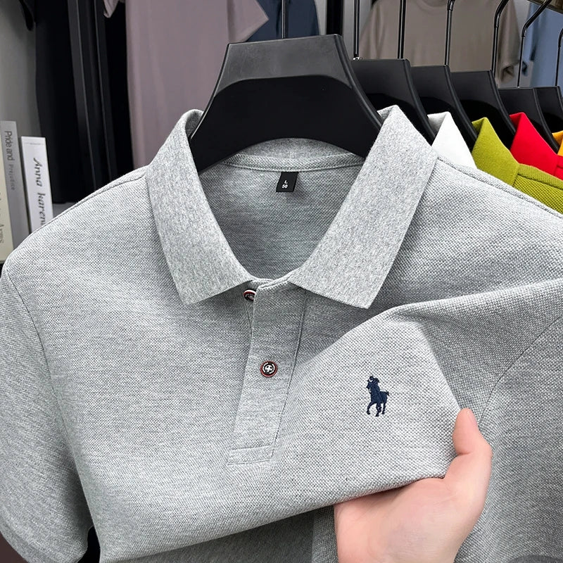 Premium Brand Luxury Men's Polo Shirt Lapel Horse Embroid Short Sleeve 100Cotton T-Shirt British Fashion Summer New Golf Men Top - Ellianto fashion Men's