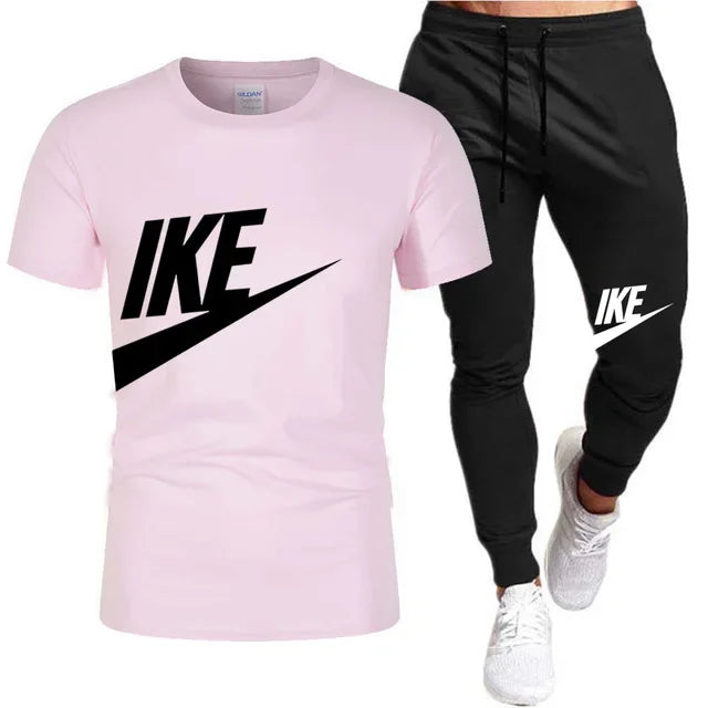 Set The new summer fashion sportswear for 2025: men's short-sleeved high-quality cotton T-shirt + sports shorts 2-piece set, men's c - Ellianto fashion Men's