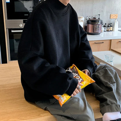 Men’s Warm Sweatshirt – Cozy, Minimalist Korean-Japanese Streetwear for Effortless Style and Everyday Comfort