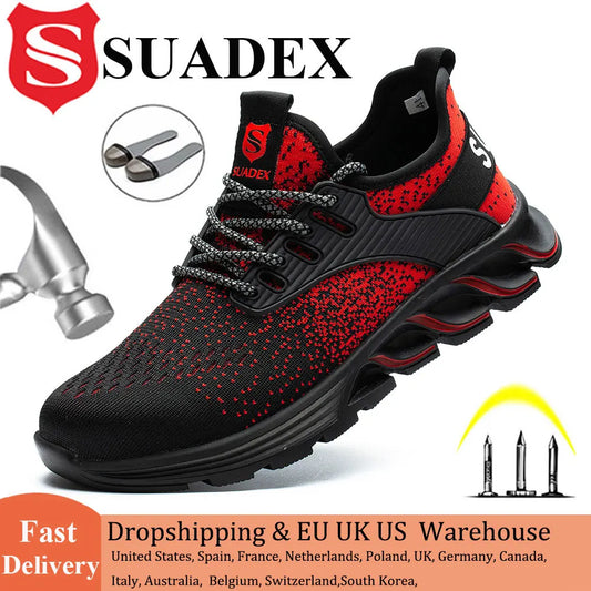SUADEX Safety Shoes Men Women Steel Toe Boots Indestructible Work Shoes Lightweight Breathable Composite Toe Men EUR Size 37-48 - Ellianto fashion Men's