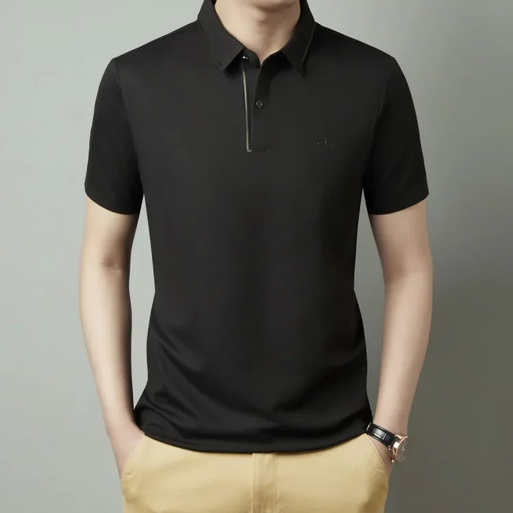 Men's New Polo Shirt Seamless Premium Luxury Cool Fabric Business Casual Golf Slim Fit Blouse Collar T-shirt - Ellianto fashion Men's