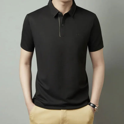 Men's New Polo Shirt Seamless Premium Luxury Cool Fabric Business Casual Golf Slim Fit Blouse Collar T-shirt - Ellianto fashion Men's