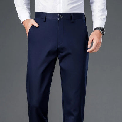 Men's lightweight business casual pants with micro elasticitymen's quick drying pantsnew straight leg office black deep bluepant - Ellianto fashion Men's