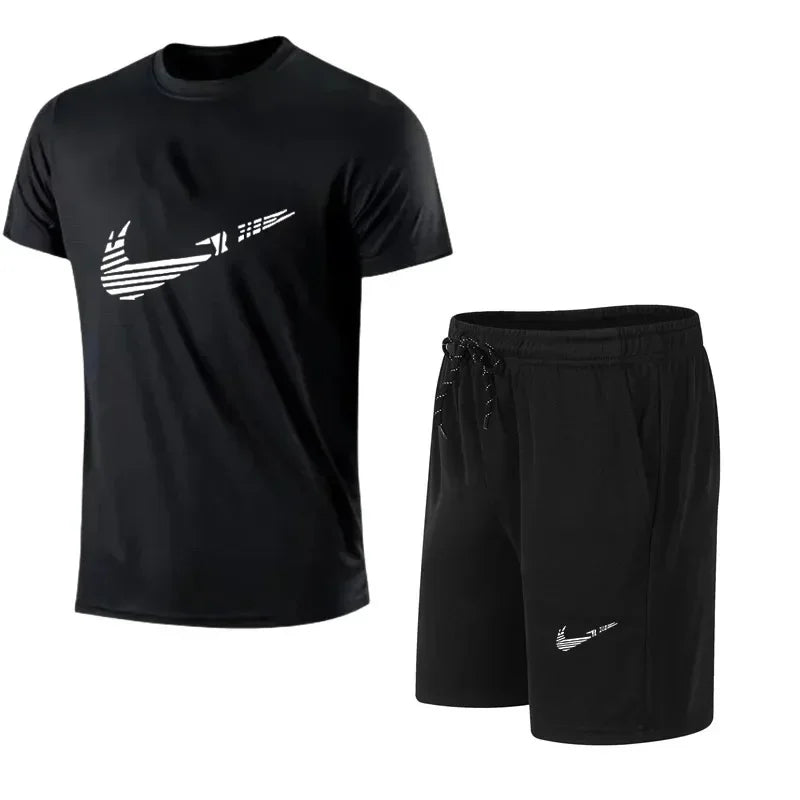2025 Summer Fashion Men's Tracksuit T-shirt Shorts Set Leisure Short Sleeve Set Jogging Gym Suit Brand Clothing - Ellianto fashion Men's