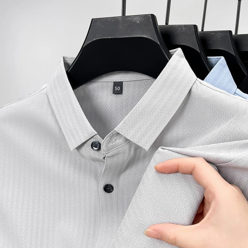 Wrinkle-Free Long-Sleeve Dress Shirt – Smart Cotton Blend with No-Trace Pressing Technology for a Sharp, Confident Look