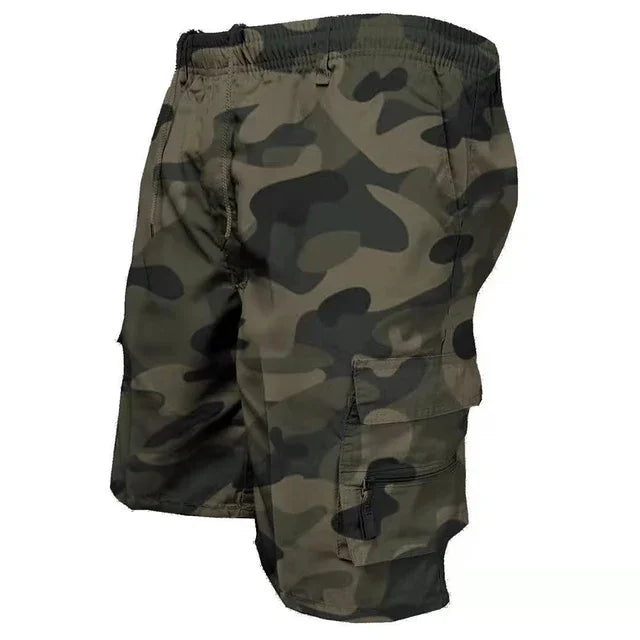 Men's Tactical Shorts Summer Casual Cargo Shorts Knee-length Multi-pockets Elastic Waist Work Hiking Overalls Short Pants Male - Ellianto fashion Men's