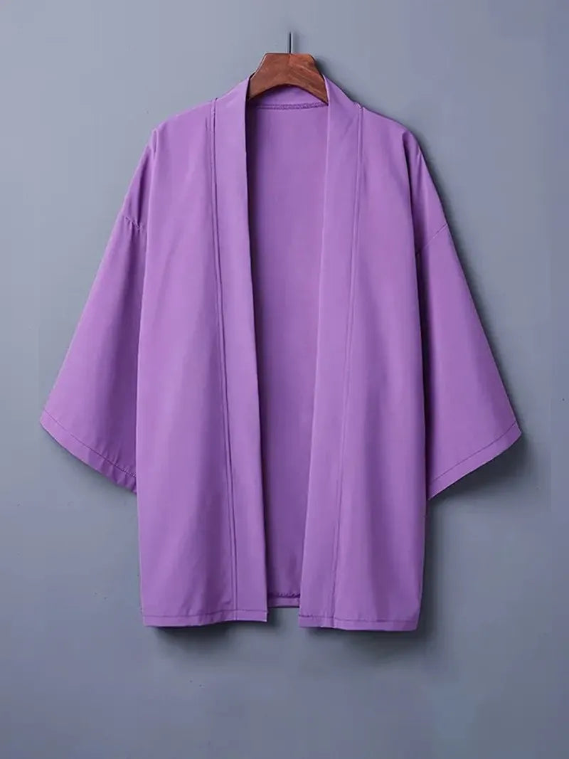 Kimono Men Cloak Kimono Para Hombre Black Coat White Cloak Beach Shirt Summer Haori Men Unisex Samurai Clothing Japanese Men - Ellianto fashion Men's