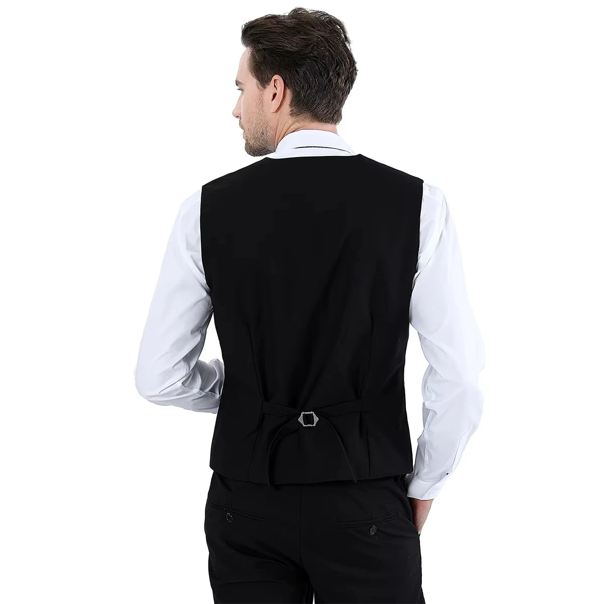 Mens Suit Vest Male Business Formal Wedding Office Birthday Party Outfit Set Easter Church Jacket Black Waistcoat - Ellianto fashion Men's