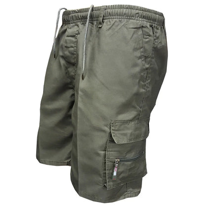 Men's Tactical Shorts Summer Casual Cargo Shorts Knee-length Multi-pockets Elastic Waist Work Hiking Overalls Short Pants Male - Ellianto fashion Men's