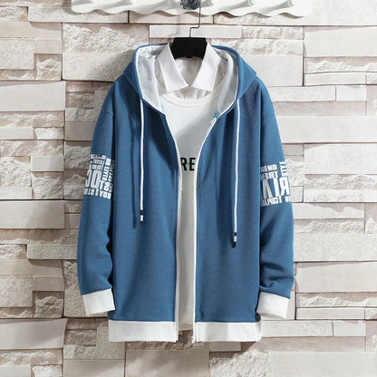 Casual Men's Sport Suit Loose Fit Hooded Cardigan Sweatshirt Pants Set Spring Autumn Season Stylish Outfit - Ellianto fashion Men's