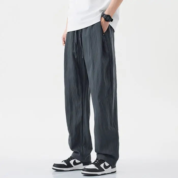 2025 Spring Summer Ultra-thin Men's Stretch Y2K Slim Straight Casual Pants High Quality Fashion Breathable Sports Trousers Baggy - Ellianto fashion Men's