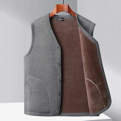 DIMUSI Winter Men's Vests Casual Man Fleece Warm Sleeveless Jackets Fashion V-Neck Outwear Thermal Fishing Waistcoats Clothing - Ellianto fashion Men's