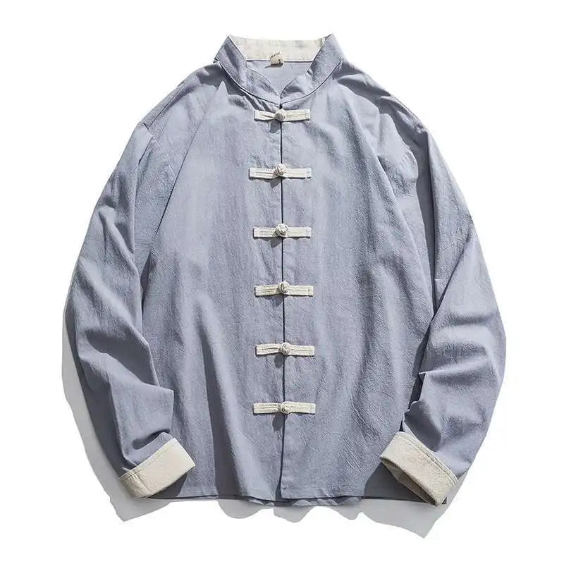 Mens Traditional Chinese Clothing Spring Autumn Solid Tang Suit Men Kung Fu Tai Chi Master Costume Male Tops Jackets Gift - Ellianto fashion Men's