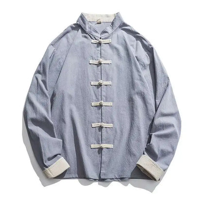 Mens Traditional Chinese Clothing Spring Autumn Solid Tang Suit Men Kung Fu Tai Chi Master Costume Male Tops Jackets Gift - Ellianto fashion Men's