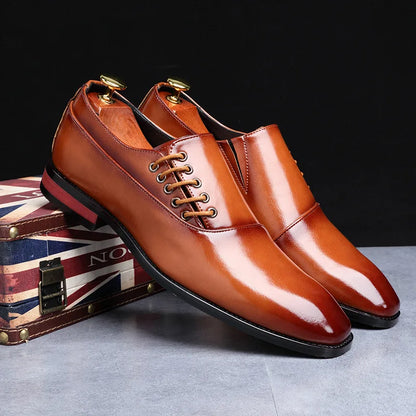 Stylish Man Oxford Shoes Leather Lace Up Mens Business Casual Dress Shoe Fashion Wedding Party British Style Comfortable - Ellianto fashion Men's