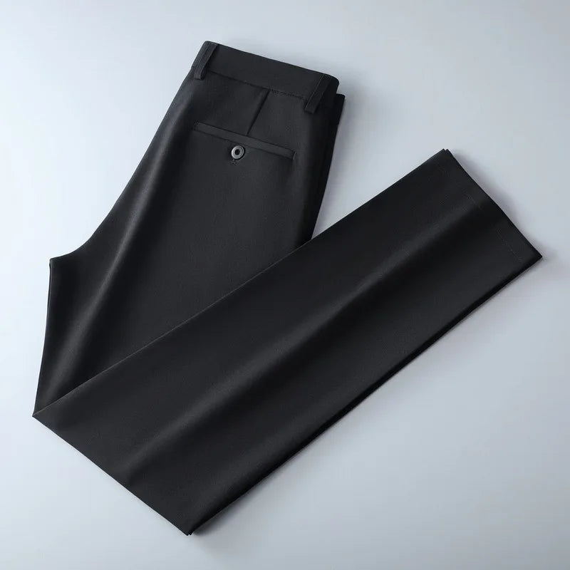 Men's lightweight business casual pants with micro elasticitymen's quick drying pantsnew straight leg office black deep bluepant - Ellianto fashion Men's