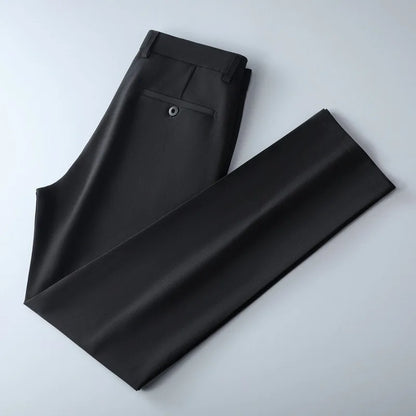 Men's lightweight business casual pants with micro elasticitymen's quick drying pantsnew straight leg office black deep bluepant - Ellianto fashion Men's