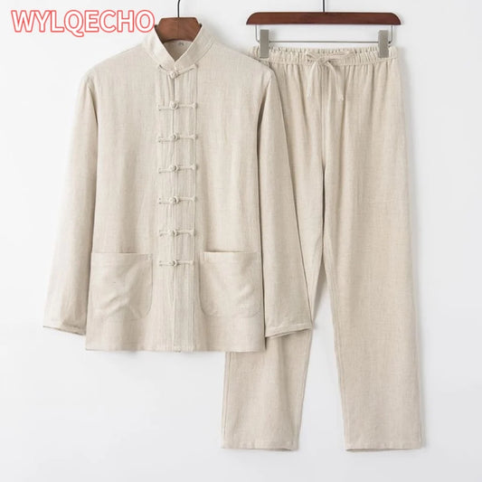 Hanfu Men Chinese Clothes for Men News Year Top Pant Hanfu Kung Fu Clothing Blouse Party Male Tang Suit Plus Size M-XXXXXL - Ellianto fashion Men's