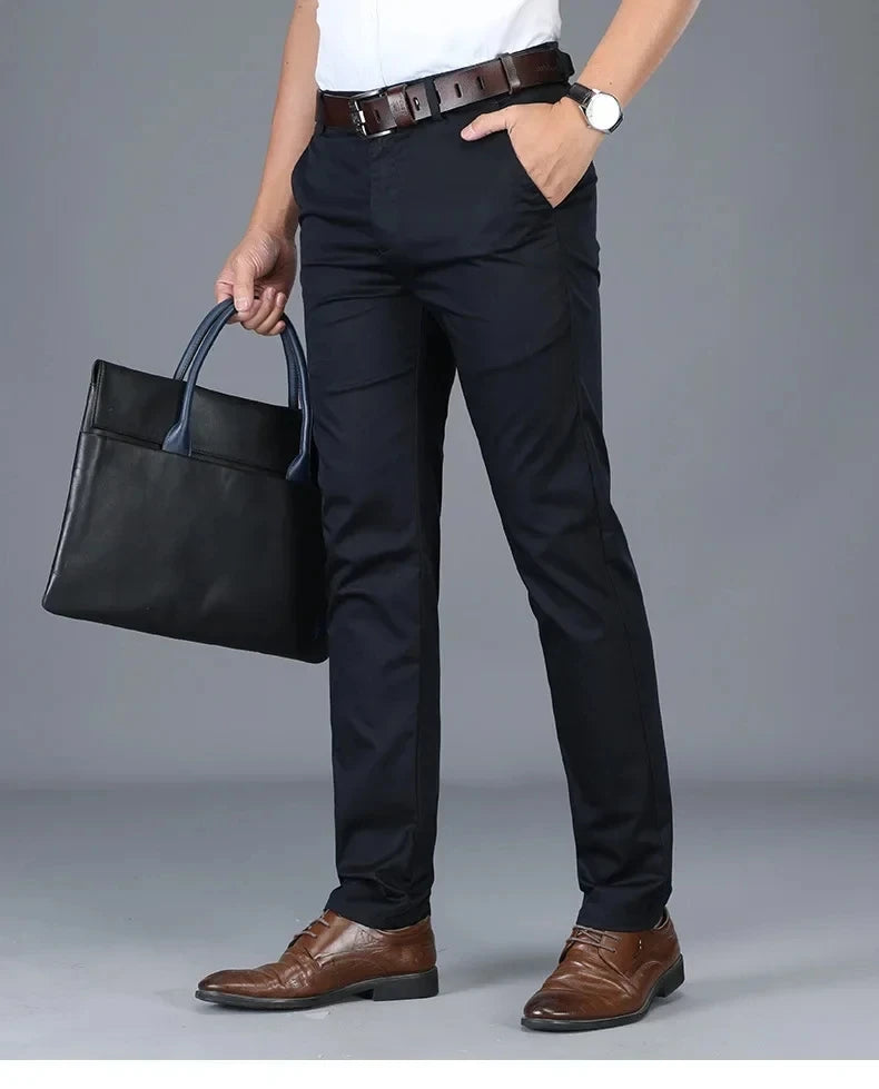 Classic Casual Pants Mens Clothing Straight Business Green Black Khaki Trousers Comfortable Male Brand Clothing 2025 - Ellianto fashion Men's