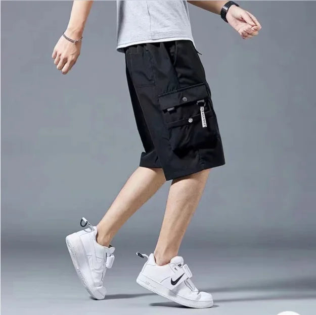 Workwear shorts, men's multiple pockets, medium shorts, summer thin loose cropped pants - Ellianto fashion Men's