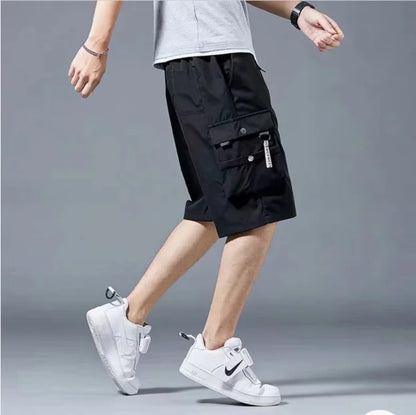 Workwear shorts, men's multiple pockets, medium shorts, summer thin loose cropped pants - Ellianto fashion Men's