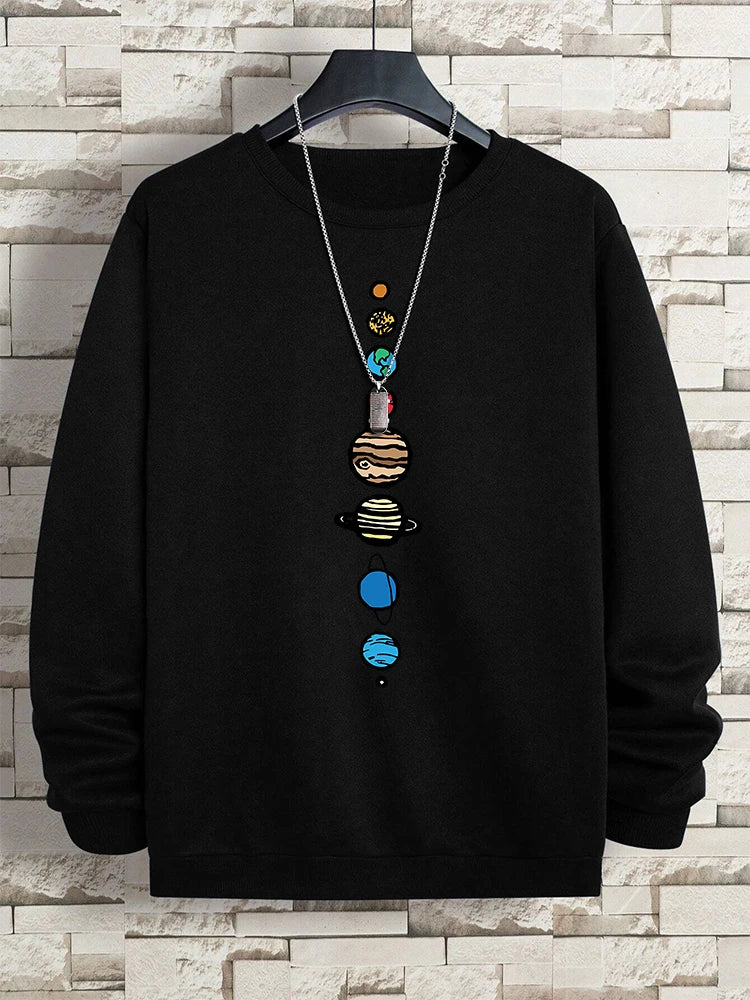 Planets In The Solar System Men Women Hoody Cartoon Crewneck Clothes Casual Comfortable Sweatshirts Warm Pullover Sweatshirt