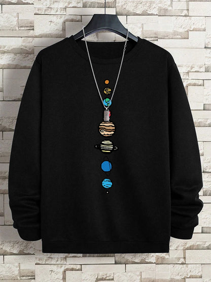 Planets In The Solar System Men Women Hoody Cartoon Crewneck Clothes Casual Comfortable Sweatshirts Warm Pullover Sweatshirt