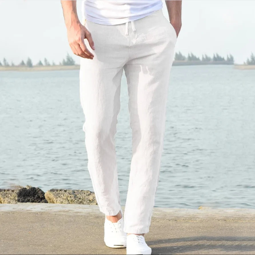 Men's Cotton Linen Pants Joggers Sweatpants Streetwear Breathable Solid Color Linen Trousers Vacation Summer Loose Pants S-5XL - Ellianto fashion Men's