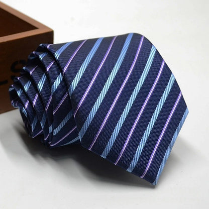 Classic Stripe Necktie Men Business Formal Wedding Tie 8cm Blue Black Pink Red Neck Ties Fashion Shirt Dress Accessories - Ellianto fashion Men's