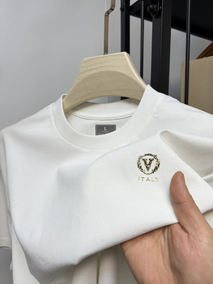 Set The 2025 new men's high-end 100% pure cotton premium T-shirt is a breathable and sweat-absorbent pure cotton T-shirt from Europe - Ellianto fashion Men's
