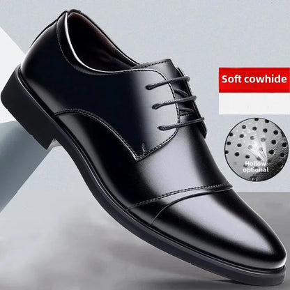 Large Size Men's Leather Shoes Business Formal Derby Breathable Double Buckle Wedding Work Security Office Shoes - Ellianto fashion Men's