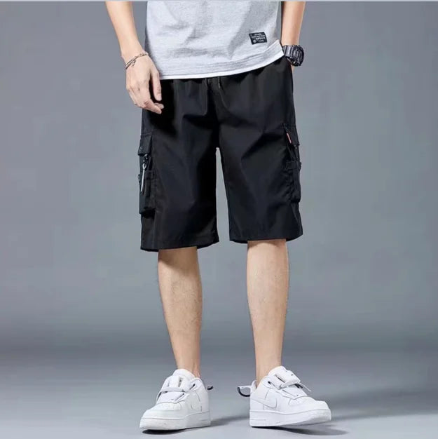 Workwear shorts, men's multiple pockets, medium shorts, summer thin loose cropped pants - Ellianto fashion Men's