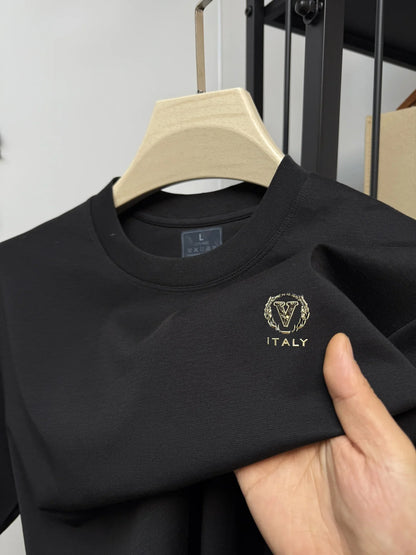 Set The 2025 new men's high-end 100% pure cotton premium T-shirt is a breathable and sweat-absorbent pure cotton T-shirt from Europe - Ellianto fashion Men's